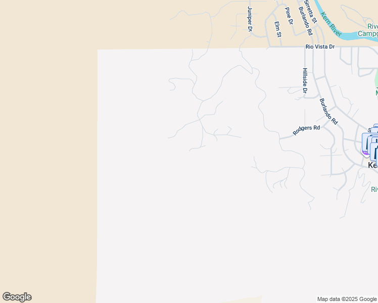 map of restaurants, bars, coffee shops, grocery stores, and more near 1505 North Frontier Trail in Kernville