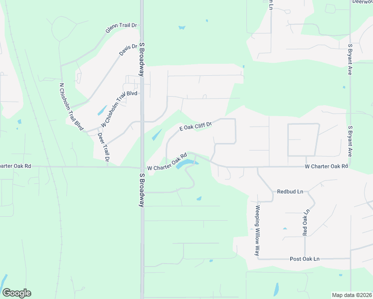 map of restaurants, bars, coffee shops, grocery stores, and more near 3824 West Charter Oak in Edmond