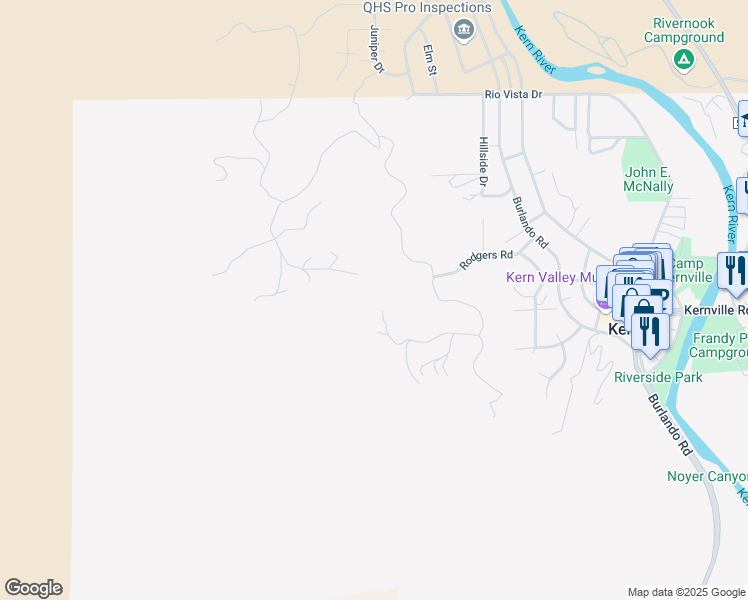 map of restaurants, bars, coffee shops, grocery stores, and more near in Kernville