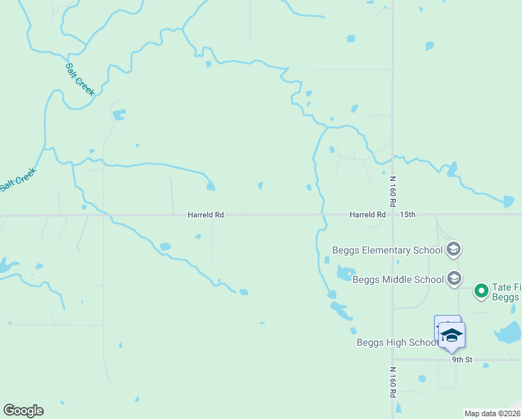 map of restaurants, bars, coffee shops, grocery stores, and more near 5600 Harreld Road in Beggs