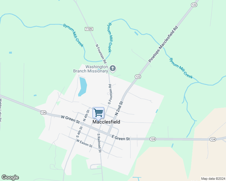 map of restaurants, bars, coffee shops, grocery stores, and more near 600 North Railroad Street in Macclesfield