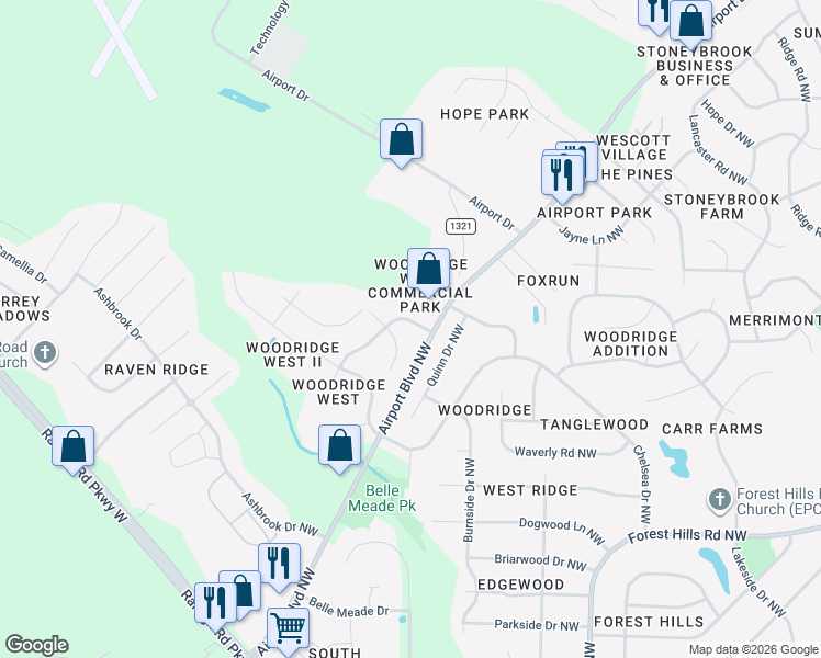 map of restaurants, bars, coffee shops, grocery stores, and more near 3609-3611 Fulton Place Northwest in Wilson