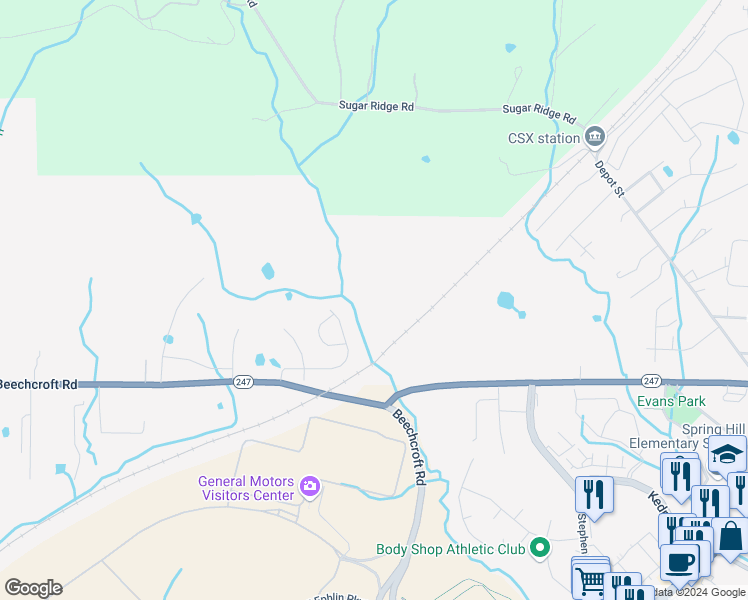 map of restaurants, bars, coffee shops, grocery stores, and more near 1158 Wrights Mill Road in Spring Hill