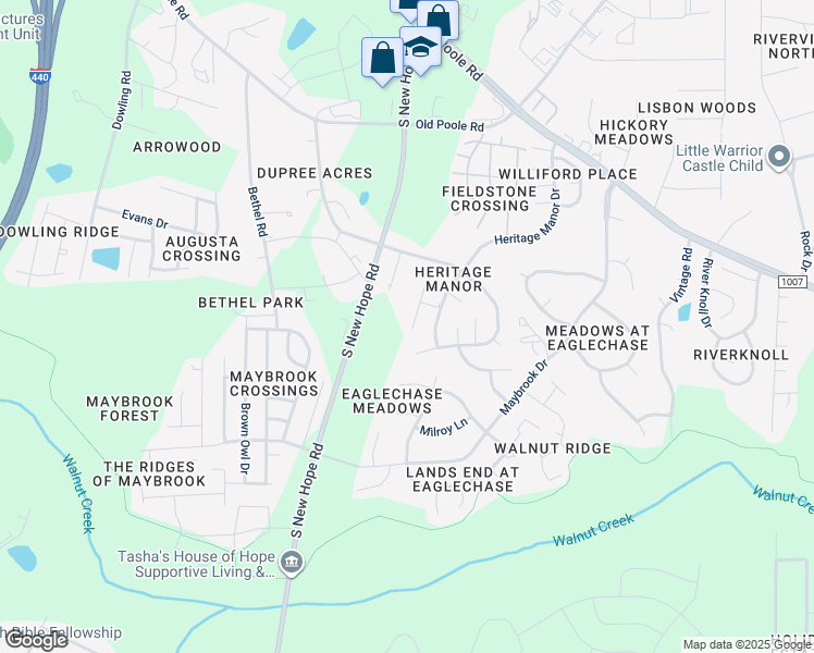 map of restaurants, bars, coffee shops, grocery stores, and more near 1319 Kinsfolk Circle in Raleigh