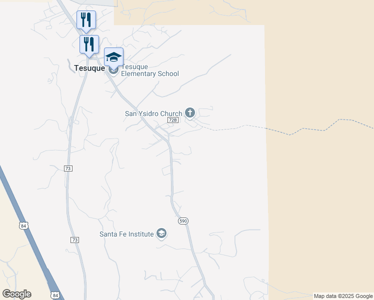 map of restaurants, bars, coffee shops, grocery stores, and more near 1505 Bishops Lodge Road in Santa Fe