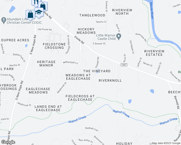 map of restaurants, bars, coffee shops, grocery stores, and more near 1728 Vintage Road in Raleigh