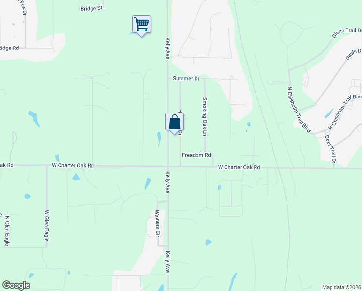 map of restaurants, bars, coffee shops, grocery stores, and more near 9709 Hillcrest Drive in Edmond
