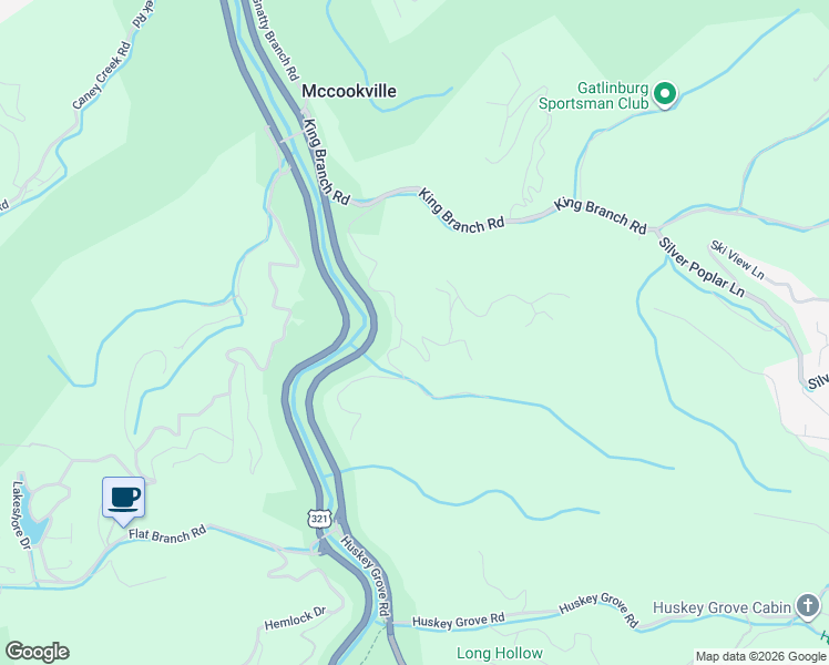 map of restaurants, bars, coffee shops, grocery stores, and more near 410 Sassafras Trail in Sevierville