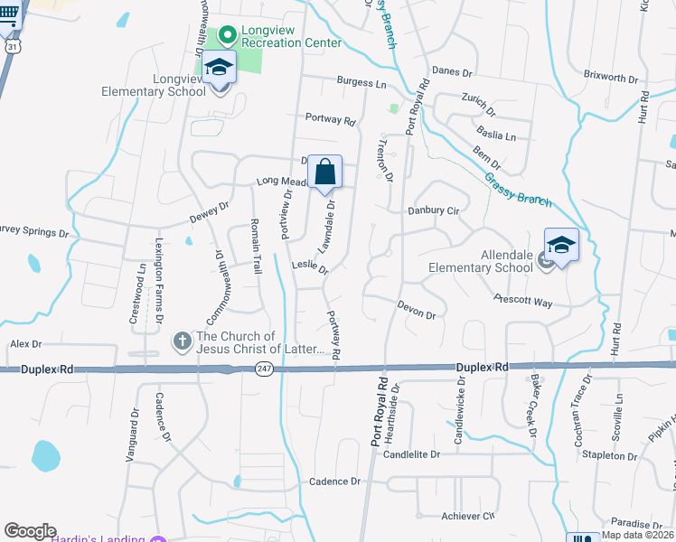 map of restaurants, bars, coffee shops, grocery stores, and more near 1941 Portway Road in Spring Hill