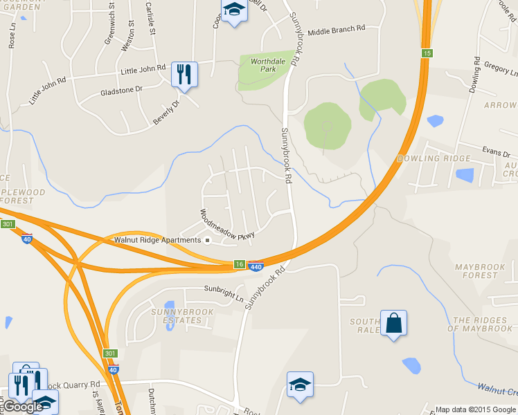 map of restaurants, bars, coffee shops, grocery stores, and more near 1513 Pleasant Garden Ln in Raleigh