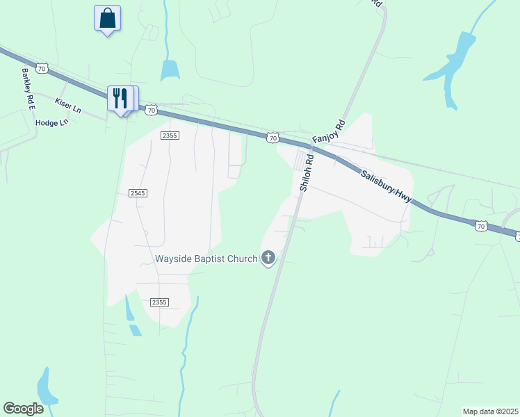 map of restaurants, bars, coffee shops, grocery stores, and more near 154 Shiloh Road in Statesville