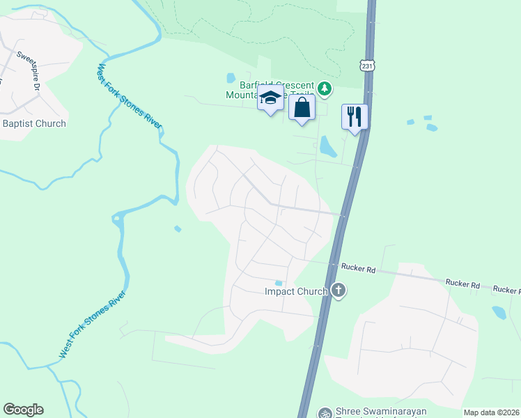 map of restaurants, bars, coffee shops, grocery stores, and more near 200 Burnley Way in Murfreesboro