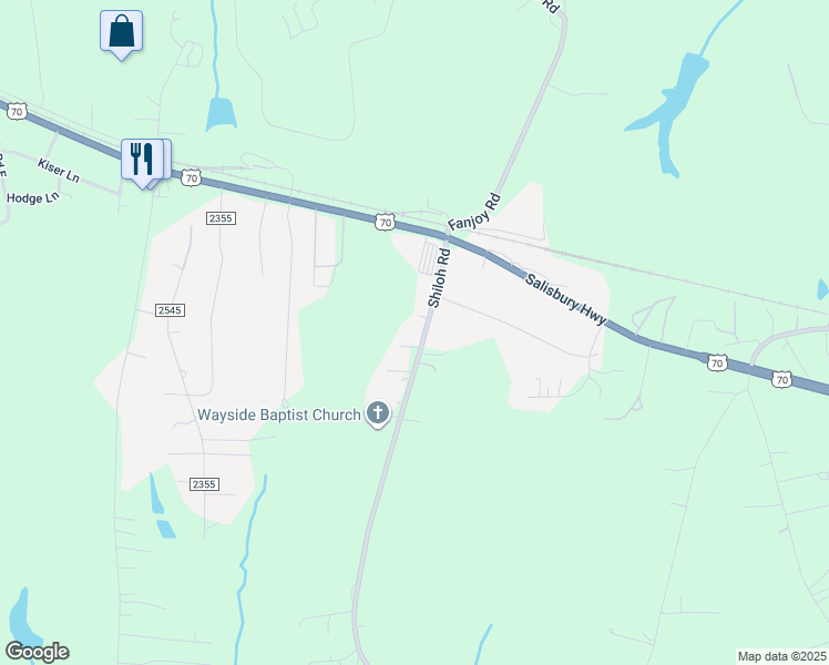 map of restaurants, bars, coffee shops, grocery stores, and more near 154 Shiloh Road in Statesville