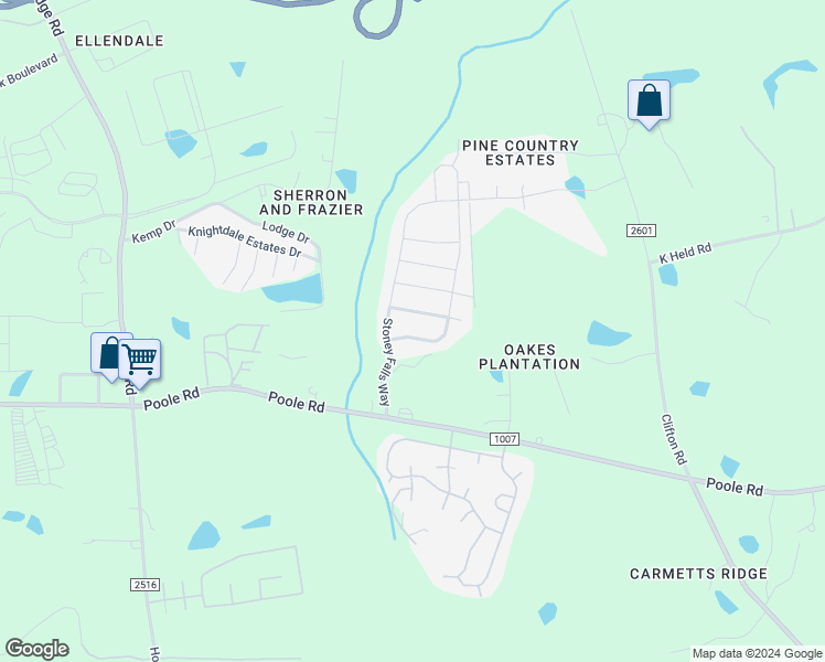map of restaurants, bars, coffee shops, grocery stores, and more near 5220 Sleepy Falls Run in Knightdale