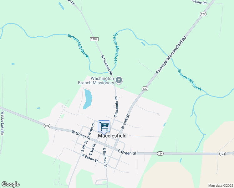 map of restaurants, bars, coffee shops, grocery stores, and more near 616 North Railroad Street in Macclesfield