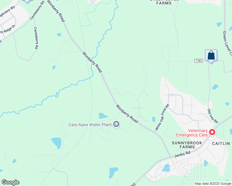 map of restaurants, bars, coffee shops, grocery stores, and more near 1203 Wimberly Road in Apex
