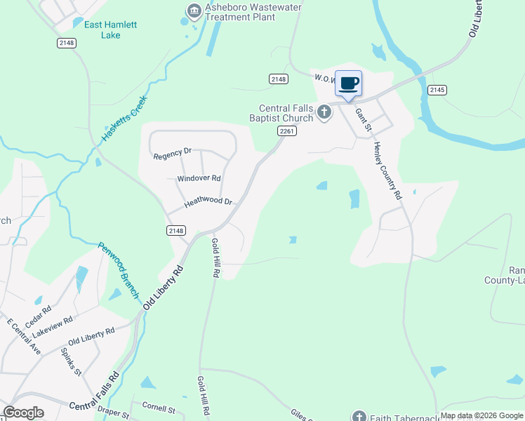 map of restaurants, bars, coffee shops, grocery stores, and more near 2721 Old Liberty Road in Randleman