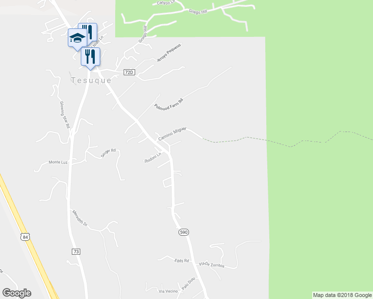 map of restaurants, bars, coffee shops, grocery stores, and more near 1507 Bishops Lodge Road in Santa Fe