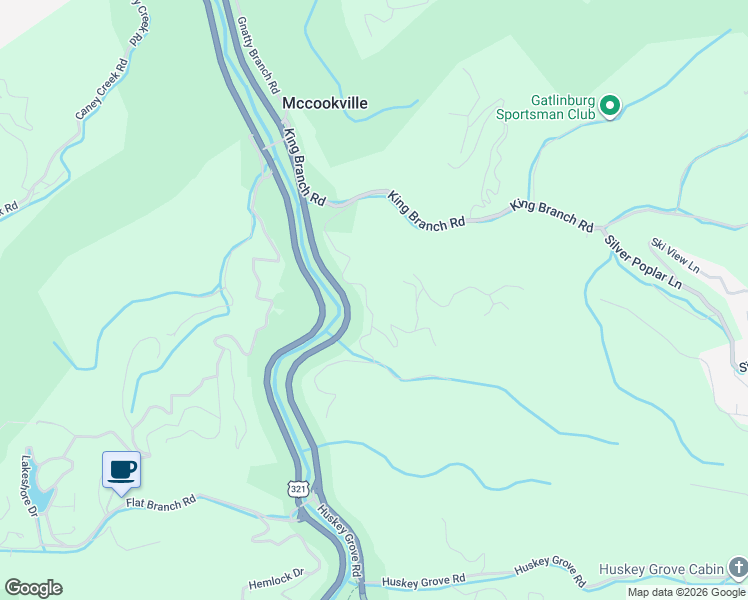 map of restaurants, bars, coffee shops, grocery stores, and more near 4093 South King Branch Road in Sevierville