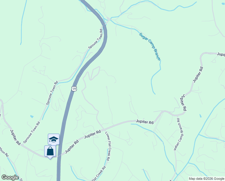 map of restaurants, bars, coffee shops, grocery stores, and more near 51 Jupiter Heights in Weaverville