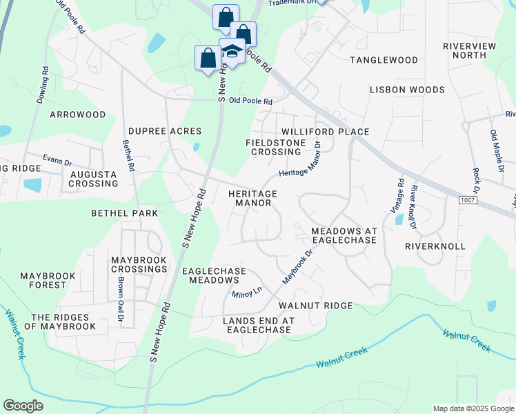 map of restaurants, bars, coffee shops, grocery stores, and more near 4907 Little Bud Lane in Raleigh