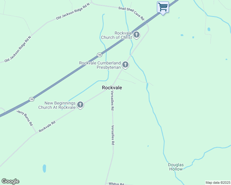 map of restaurants, bars, coffee shops, grocery stores, and more near 9043 Versailles Road in Rockvale