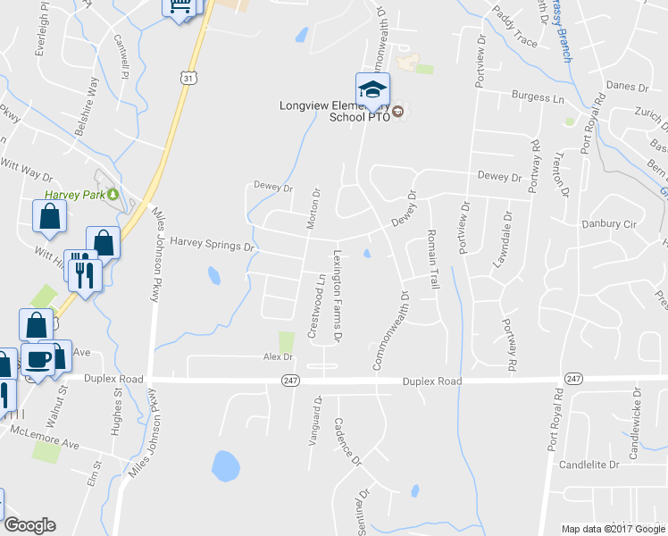 map of restaurants, bars, coffee shops, grocery stores, and more near 2000 Lexington Farms Lane in Spring Hill