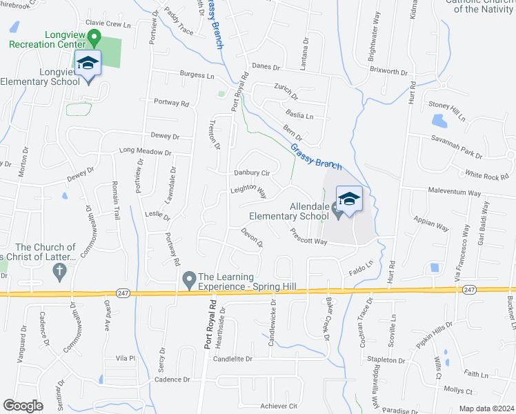 map of restaurants, bars, coffee shops, grocery stores, and more near 2295 Hayward Lane in Spring Hill