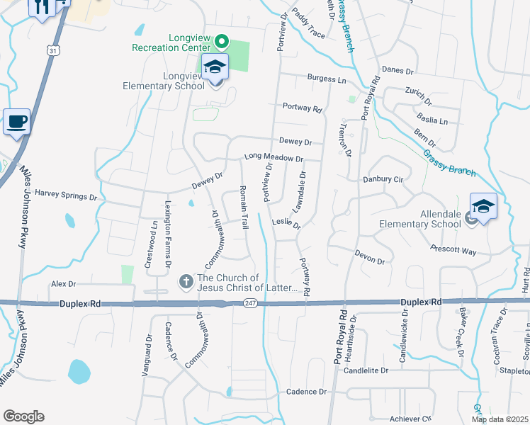 map of restaurants, bars, coffee shops, grocery stores, and more near 1867 Portview Drive in Spring Hill