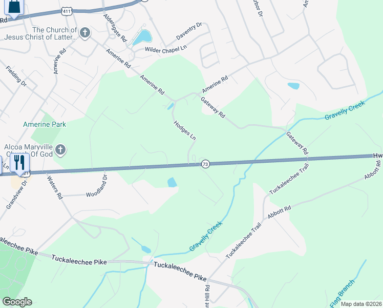 map of restaurants, bars, coffee shops, grocery stores, and more near 232 Courtyard Circle in Maryville