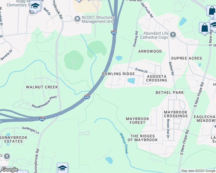 map of restaurants, bars, coffee shops, grocery stores, and more near 3808 Mike Levi Court in Raleigh