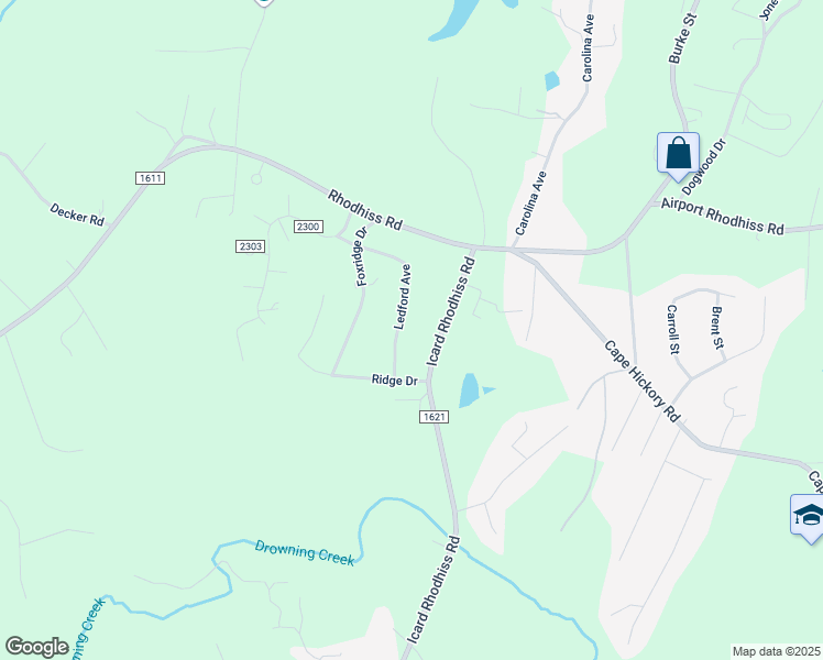 map of restaurants, bars, coffee shops, grocery stores, and more near 8571 Ledford Avenue in Connelly Springs