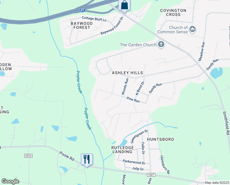 map of restaurants, bars, coffee shops, grocery stores, and more near 100 Dwelling Place in Knightdale