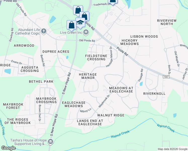 map of restaurants, bars, coffee shops, grocery stores, and more near 1625 Eva Mae Drive in Raleigh
