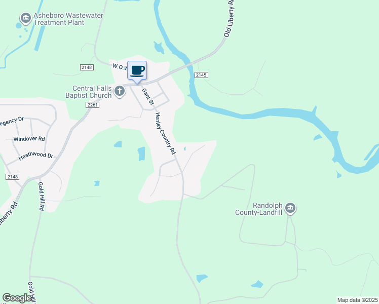 map of restaurants, bars, coffee shops, grocery stores, and more near 1143 Barkwood Road in Randleman