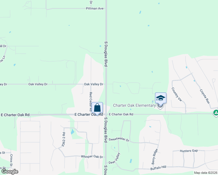map of restaurants, bars, coffee shops, grocery stores, and more near 4251 Oak Valley Drive in Guthrie