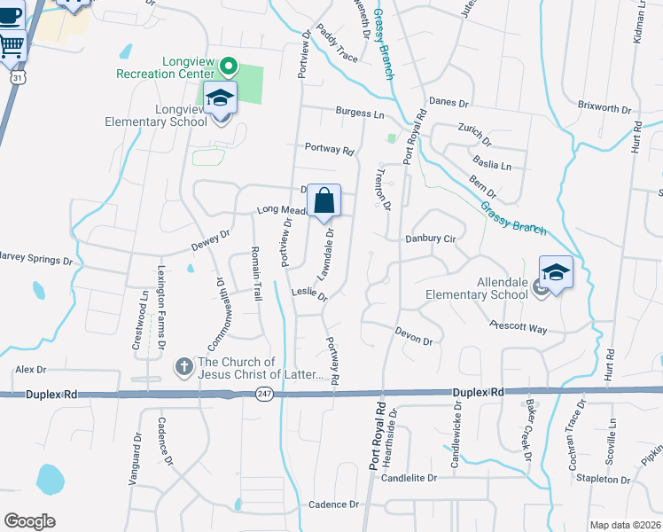 map of restaurants, bars, coffee shops, grocery stores, and more near 1941 Portway Road in Spring Hill
