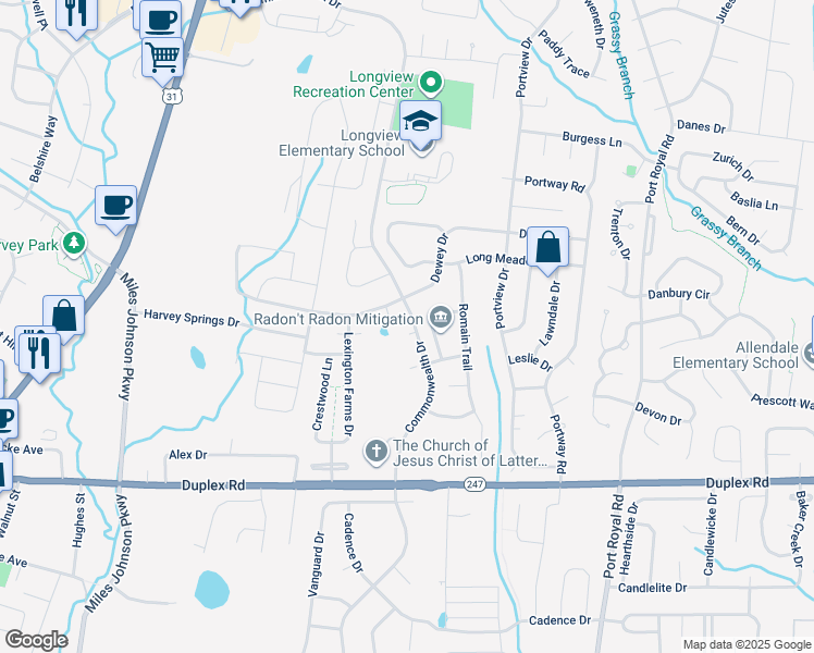 map of restaurants, bars, coffee shops, grocery stores, and more near 4005 Marion Drive in Spring Hill