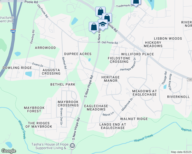 map of restaurants, bars, coffee shops, grocery stores, and more near 1514 Eva Mae Drive in Raleigh