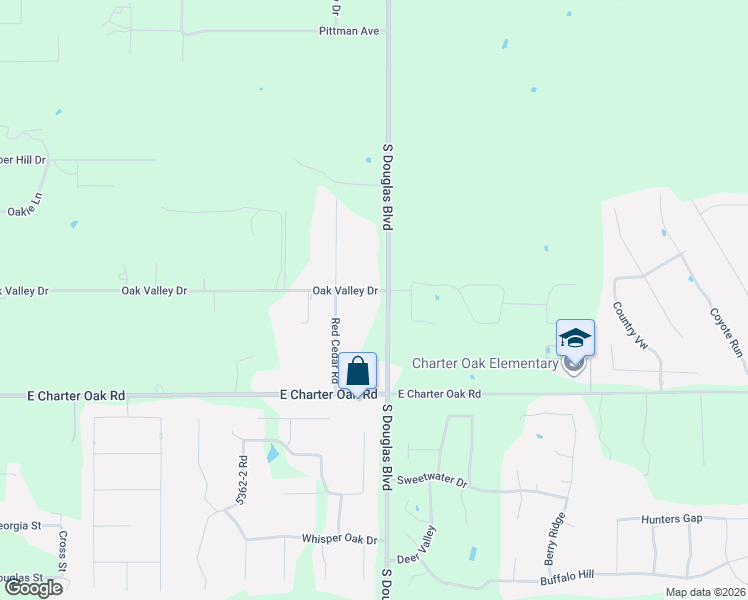 map of restaurants, bars, coffee shops, grocery stores, and more near 4251 Oak Valley Drive in Guthrie