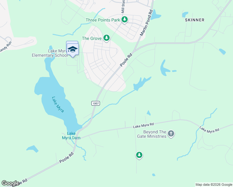 map of restaurants, bars, coffee shops, grocery stores, and more near 6649 Lake Myra Road in Wendell