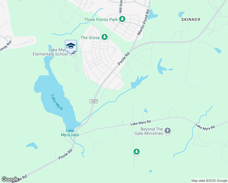 map of restaurants, bars, coffee shops, grocery stores, and more near 849 Flower Manor Drive in Wendell