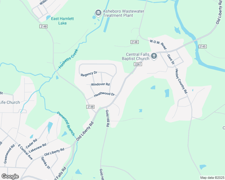 map of restaurants, bars, coffee shops, grocery stores, and more near 2112 Regency Drive in Randleman