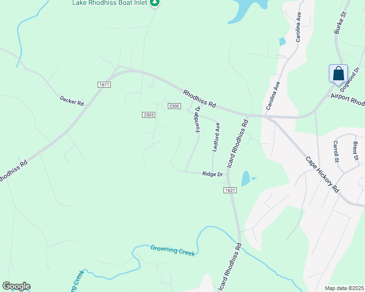 map of restaurants, bars, coffee shops, grocery stores, and more near 2080 Foxridge Drive in Connelly Springs