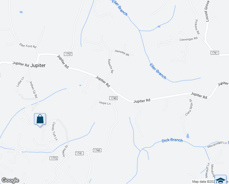 map of restaurants, bars, coffee shops, grocery stores, and more near 579 Jupiter Road in Weaverville