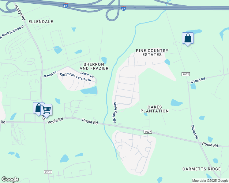 map of restaurants, bars, coffee shops, grocery stores, and more near 4905 Stony Falls Way in Knightdale