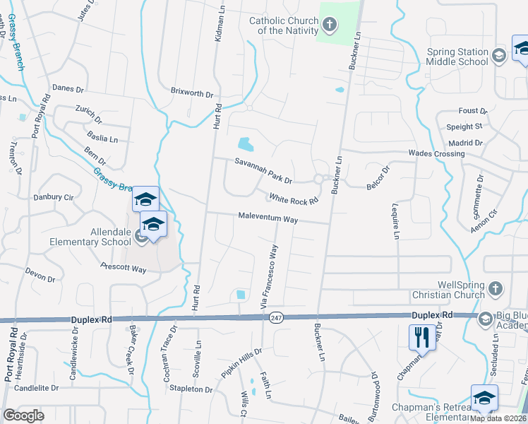 map of restaurants, bars, coffee shops, grocery stores, and more near 1609 Fair House Road in Spring Hill
