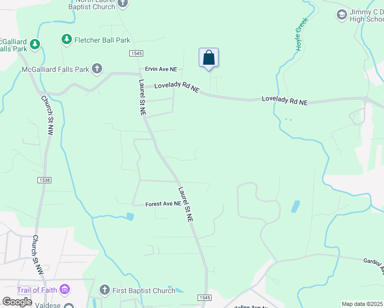 map of restaurants, bars, coffee shops, grocery stores, and more near 112 Ponswood Avenue Northeast in Valdese