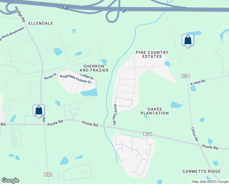map of restaurants, bars, coffee shops, grocery stores, and more near 4903 Stony Falls Way in Knightdale