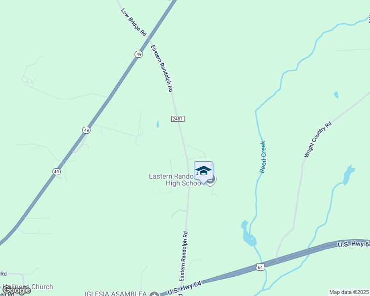 map of restaurants, bars, coffee shops, grocery stores, and more near 390 Eastern Randolph Road in Ramseur